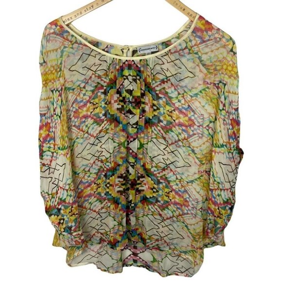 Anthropologie Bohemian Print Blouse Poncho Size XS Conditions Apply Top Hippie - Picture 1 of 10